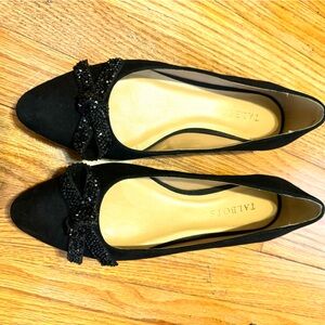 Talbots Edison Knot Flats Black suede 6.5